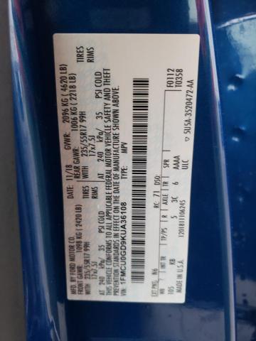 1FMCU0GD9KUA36108 Ford ESCAPE SE