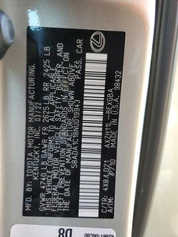 58ADA1C18NU019943 Lexus Es 300h Base