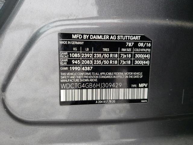 WDCTG4GB6HJ309429 Mercedes-Benz Gla 250 4matic