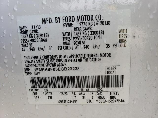1FM5K8F83EGB23233 Ford Explorer Limited