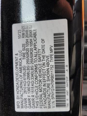 5FNYG1H76RB011752 Honda Pilot Touring