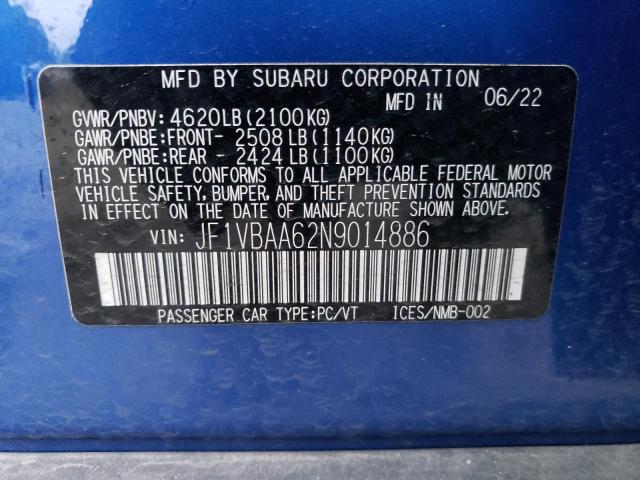 JF1VBAA62N9014886 Subaru WRX