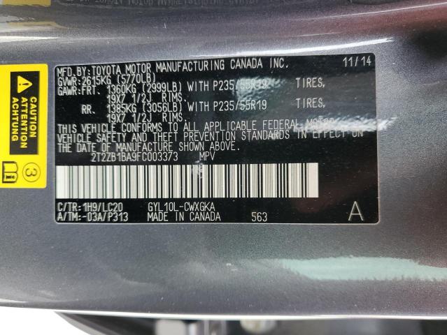 2T2ZB1BA9FC003373 Lexus RX 450H