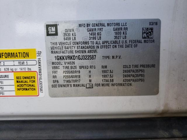 1GKKVRKD1GJ322587 GMC Acadia Slt-1