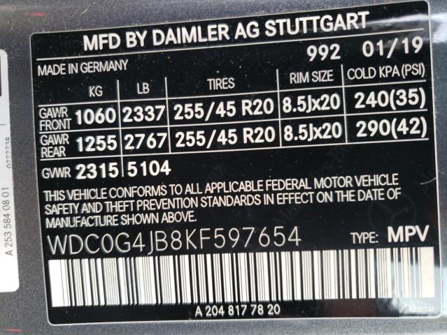 WDC0G4JB8KF597654 Mercedes-Benz GLC 300