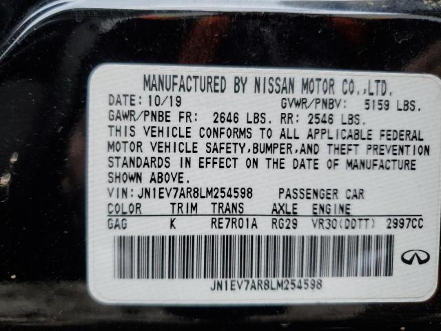JN1EV7AR8LM254598 Infiniti Q50 PURE