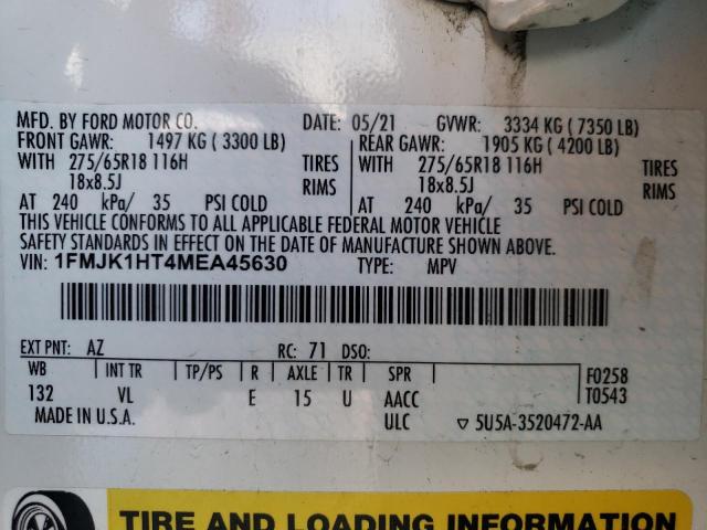 1FMJK1HT4MEA45630 Ford Expedition Max Xlt