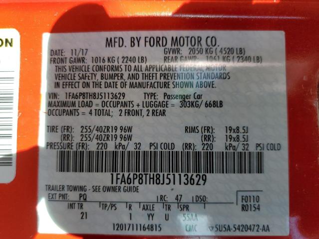 1FA6P8TH8J5113629 Ford Mustang