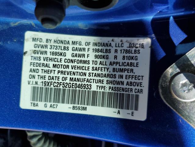 19XFC2F52GE046933 Honda Civic Lx
