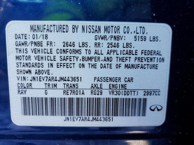 JN1EV7AR4JM443651 Infiniti Q50 LUXE