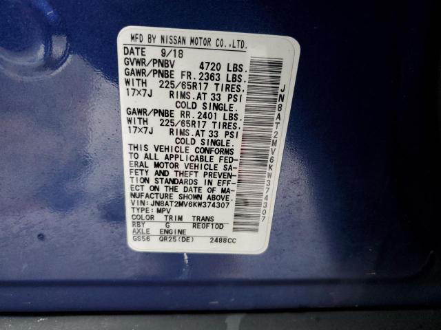 JN8AT2MV6KW374307 Nissan ROGUE S