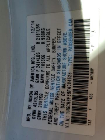 1HGCR6F59FA004528 Honda Accord Hybrid Exl