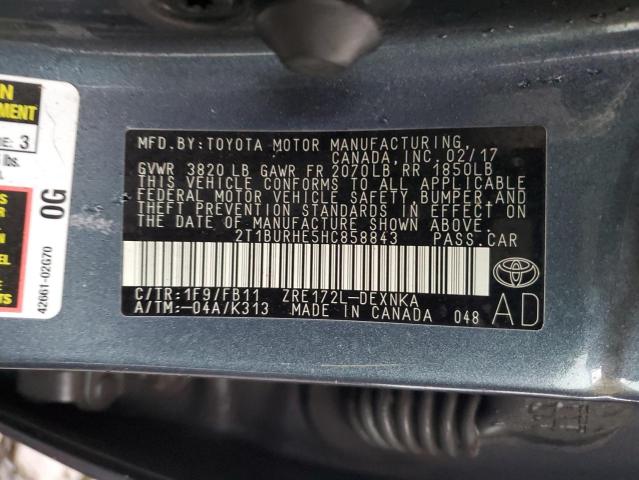 2T1BURHE5HC858843 Toyota COROLLA L