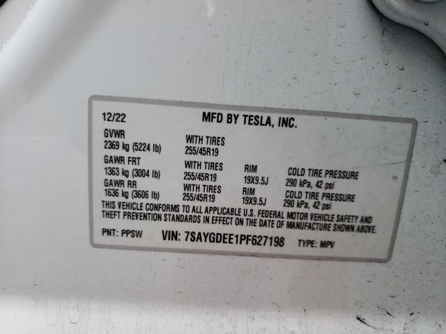 7SAYGDEE1PF627198 Tesla Model Y