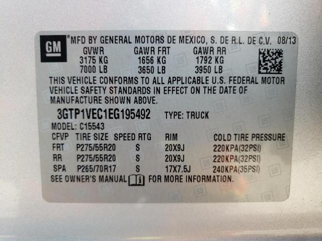 3GTP1VEC1EG195492 GMC Sierra C1500 Slt