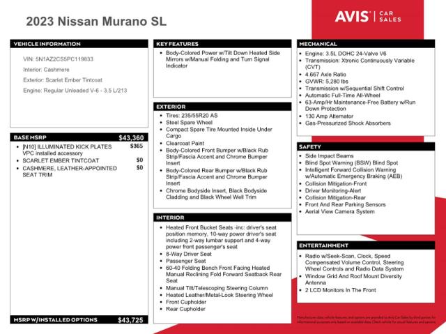 5N1AZ2CS5PC119833 Nissan MURANO SL