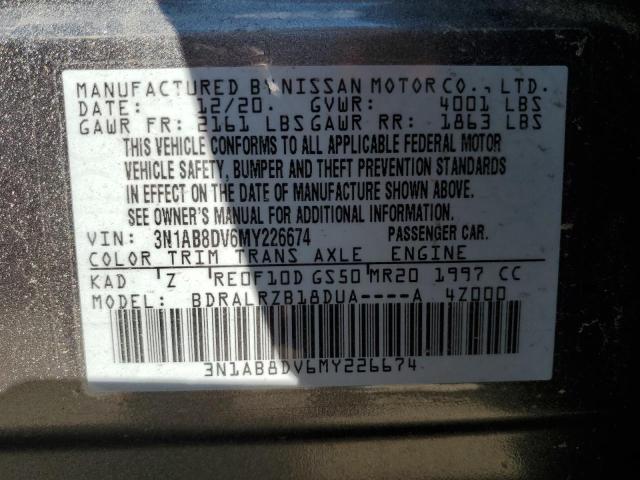 3N1AB8DV6MY226674 Nissan SENTRA SR