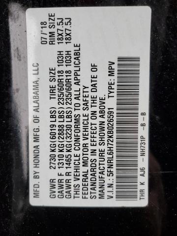 5FNRL6H72KB026591 Honda ODYSSEY EXL