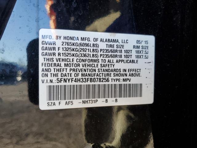 5FNYF4H33FB078256 Honda PILOT SE