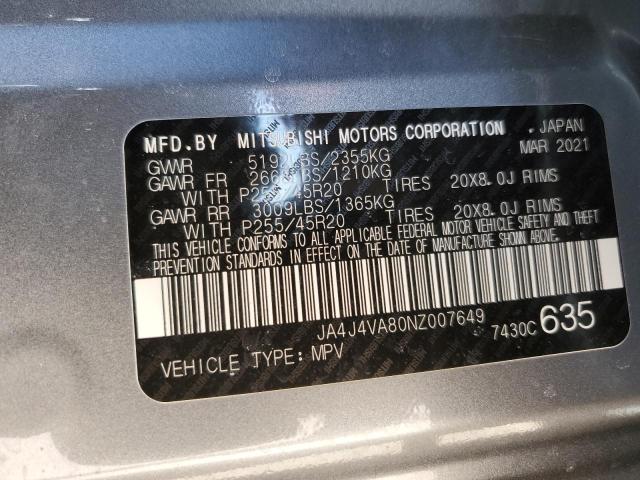 JA4J4VA80NZ007649 Mitsubishi Outlander Sel