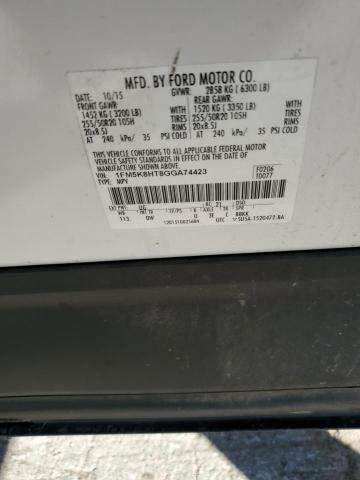 1FM5K8HT8GGA74423 Ford Explorer Platinum