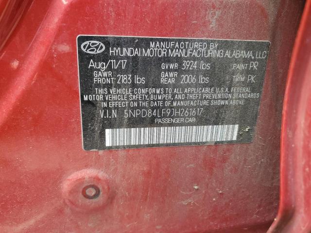 5NPD84LF9JH261617 Hyundai ELANTRA SEL