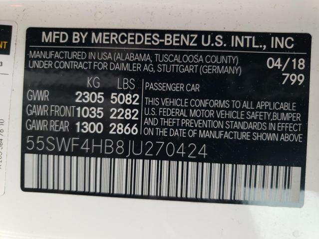 55SWF4HB8JU270424 Mercedes-Benz C 350E