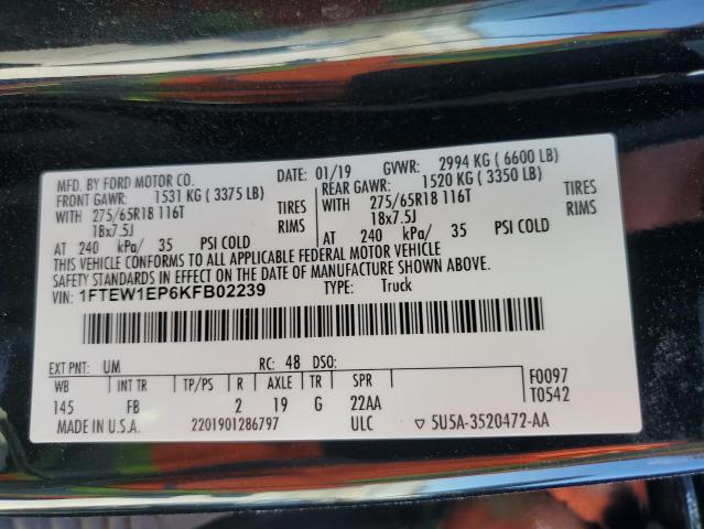 1FTEW1EP6KFB02239 Ford F150 Supercrew