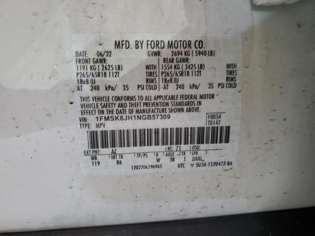 1FMSK8JH1NGB57309 Ford Explorer Timberline