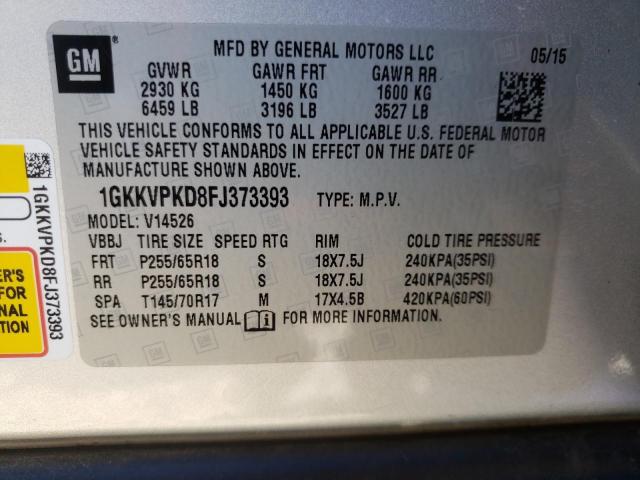 1GKKVPKD8FJ373393 GMC ACADIA SLE