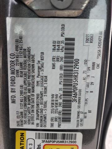 3FA6P0PU5HR312900 Ford Fusion Se Phev