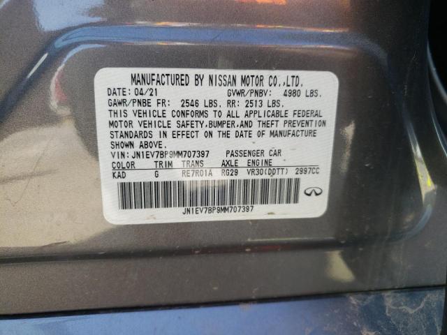 JN1EV7BP9MM707397 Infiniti Q50 LUXE