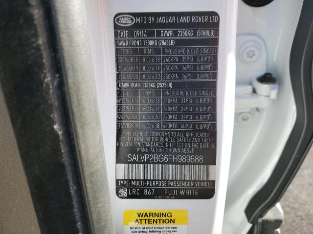 SALVP2BG6FH989688 Land Rover Range Rover Evoque Pure Plus
