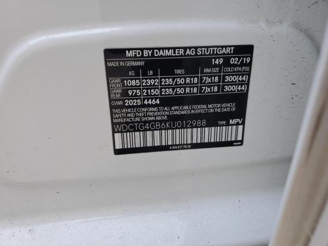 WDCTG4GB6KU012988 Mercedes-Benz Gla 250 4matic