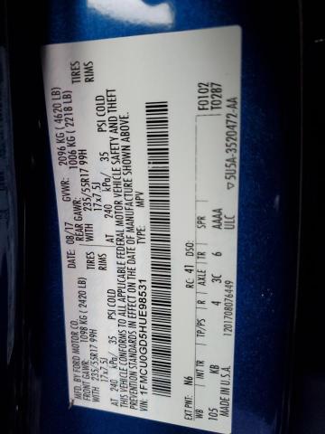 1FMCU0GD5HUE98531 Ford ESCAPE SE
