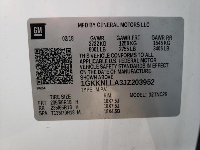 1GKKNLLA3JZ203952 GMC ACADIA SLE