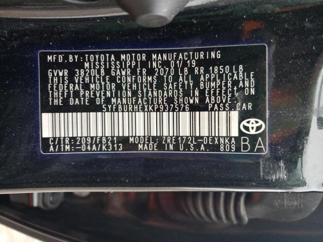 5YFBURHEXKP937576 Toyota COROLLA L
