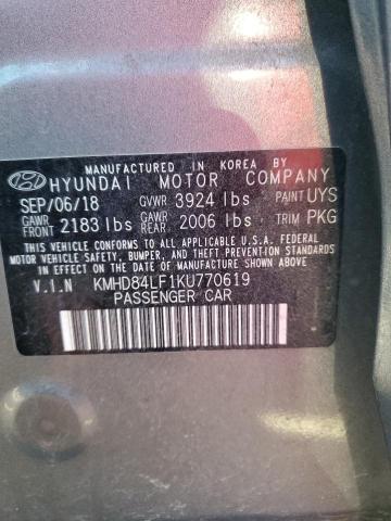 KMHD84LF1KU770619 Hyundai ELANTRA SEL