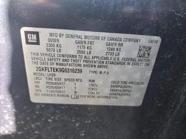2GKFLTEK9G6316239 GMC Terrain Sle