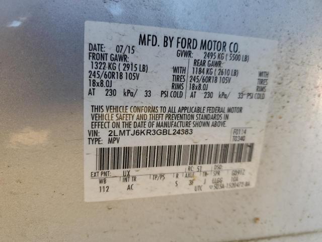 2LMTJ6KR3GBL24383 Lincoln Mkx Select