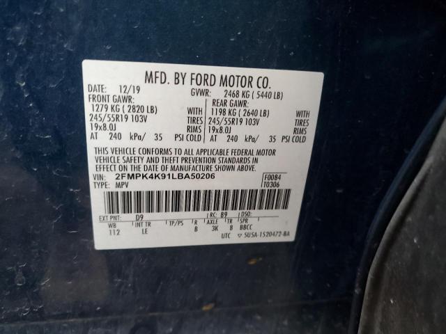 2FMPK4K91LBA50206 Ford Edge Titanium