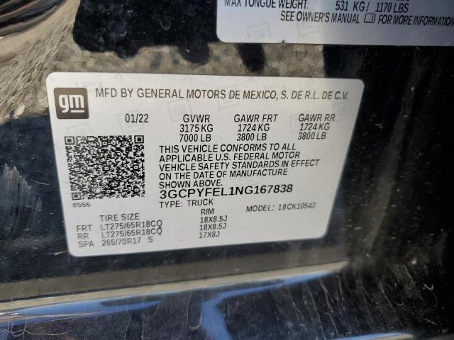 3GCPYFEL1NG167838 Chevrolet Silverado Ltd K1500 Lt Trail Boss