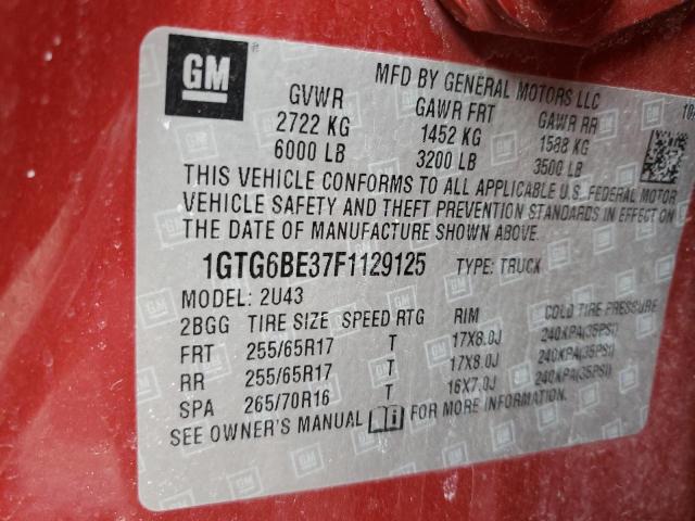 1GTG6BE37F1129125 GMC CANYON SLE