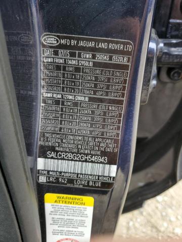 SALCR2BG2GH546943 Land Rover Discovery Sport Hse