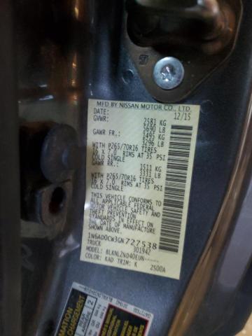 1N6AD0CW3GN727538 Nissan Frontier Sv