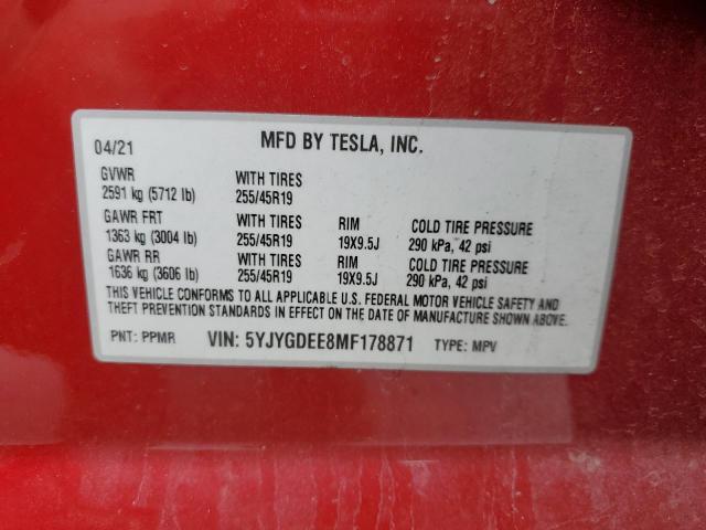 5YJYGDEE8MF178871 Tesla Model Y
