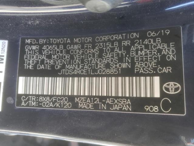 JTDS4RCE1LJ028851 Toyota COROLLA SE