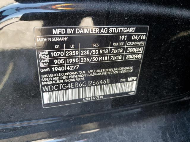 WDCTG4EB6GJ266468 Mercedes-Benz GLA 250