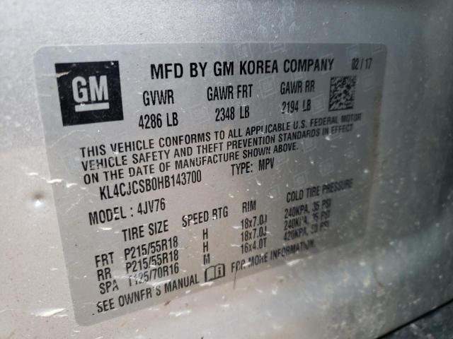 KL4CJCSB0HB143700 Buick Encore Essence