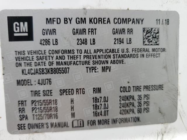 KL4CJASB3KB805507 Buick Encore Preferred
